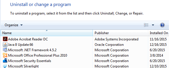 A list of installed programs will appear. Look for BackupPC Files Agent in the list and select it.
Click on the Uninstall or Remove button to initiate the uninstallation process.