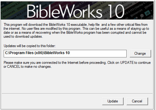 Check for Updates
Open the Biblia.exe application.