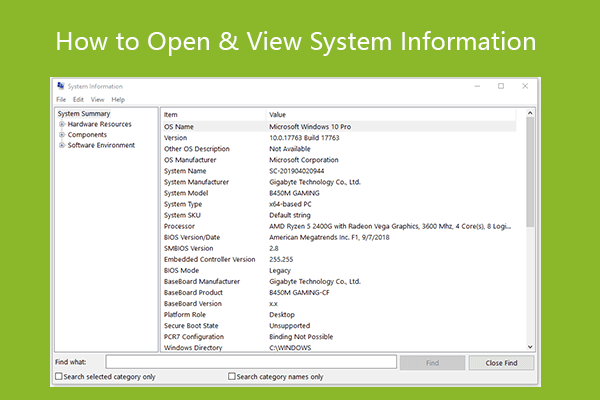 Click on About or System Information.
Scroll down to the Windows Specifications section.