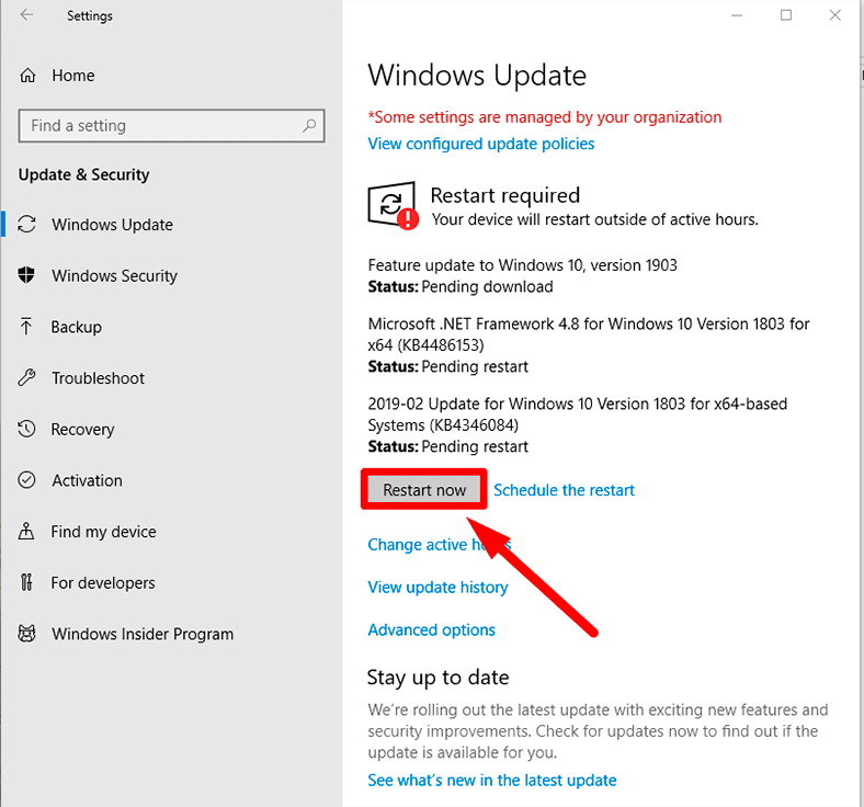 Click on "Check for updates".
If any system updates are available, click on "Install" to download and install them.