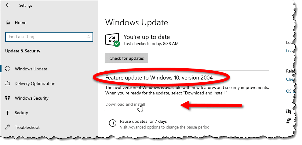 Click on "Check for updates."
If any updates are available, download and install them.