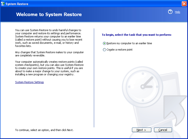 Click on Next and then click on Finish to start the restoration process.
Wait for the system to restore the selected restore point.