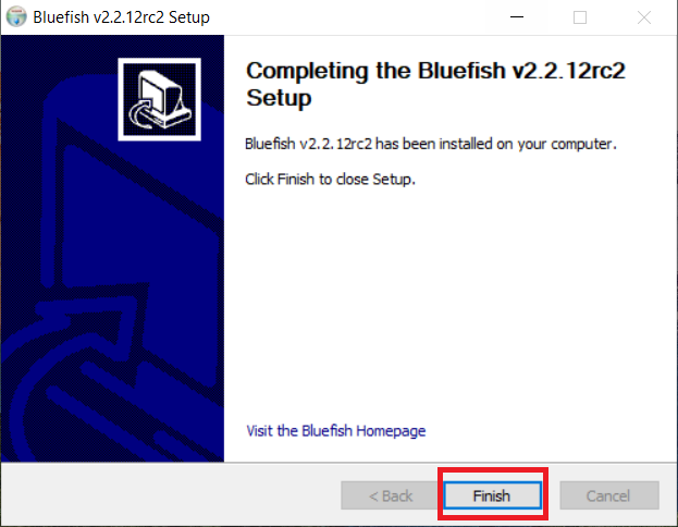 Click on the download link to start downloading the installation file.
Once the download is complete, run the installer and follow the on-screen instructions to reinstall Bluefish.exe.