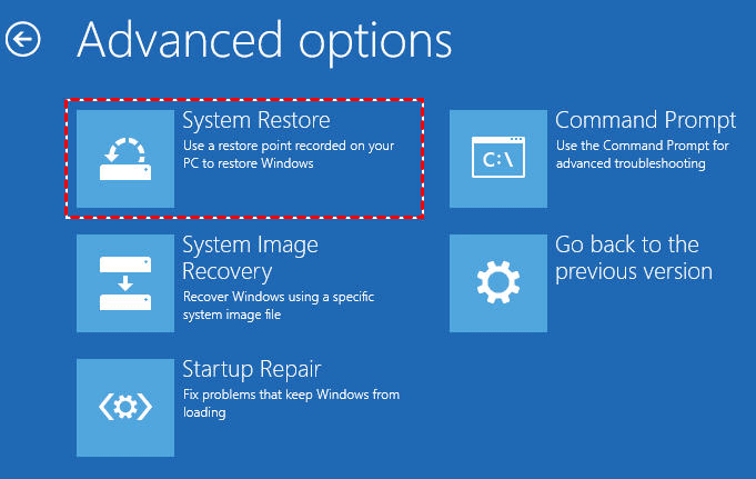 Click on the System Restore button.
Follow the prompts to choose a restore point and start the restoration process.