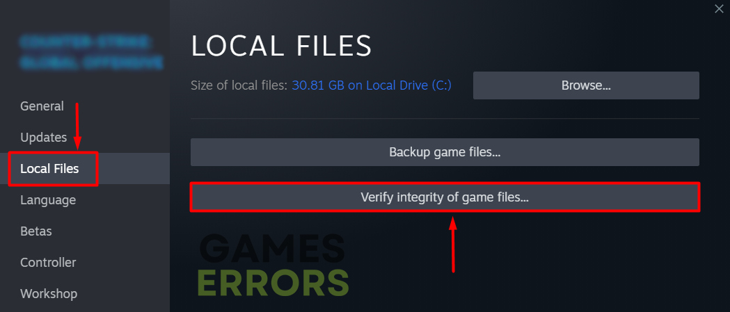 Click on Verify integrity of game files or a similar option.
Wait for the process to complete and any corrupted files to be repaired.