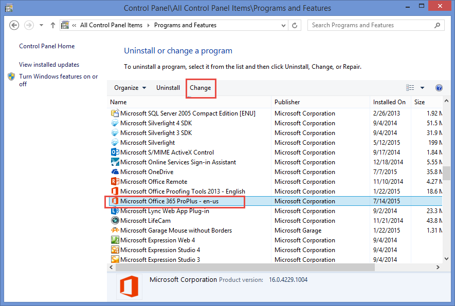 Close Outlook and any other Microsoft Office applications.
Open the Control Panel and go to Programs.
