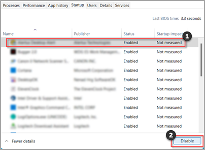 Close the Task Manager and go back to the System Configuration window.
Click on Apply and then OK.