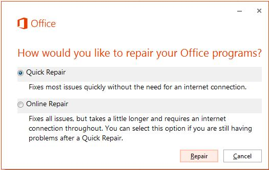 Follow the on-screen instructions to repair the Microsoft Office installation.
Restart your computer after the repair process is complete.
