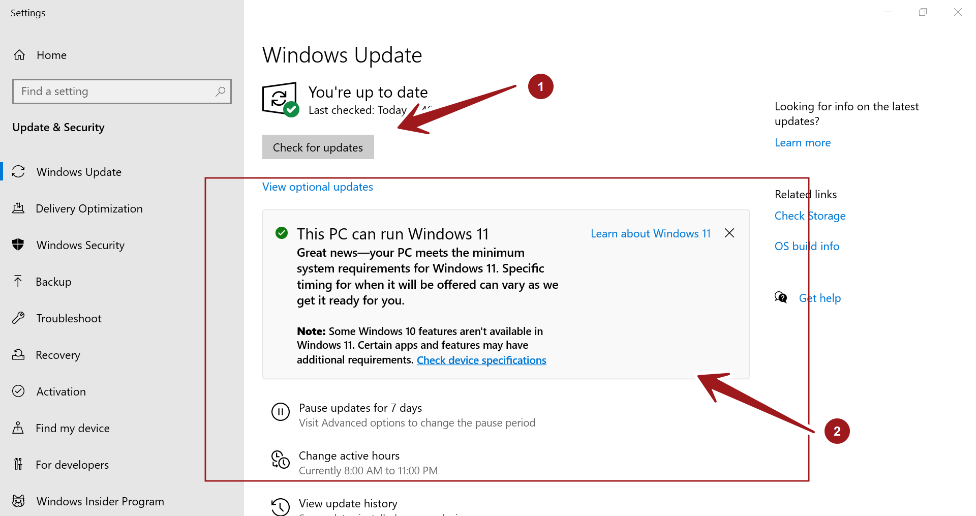 Go to the "Settings" menu in Windows and click on "Update & Security."
Click on "Check for updates" to see if there are any available updates for your operating system.