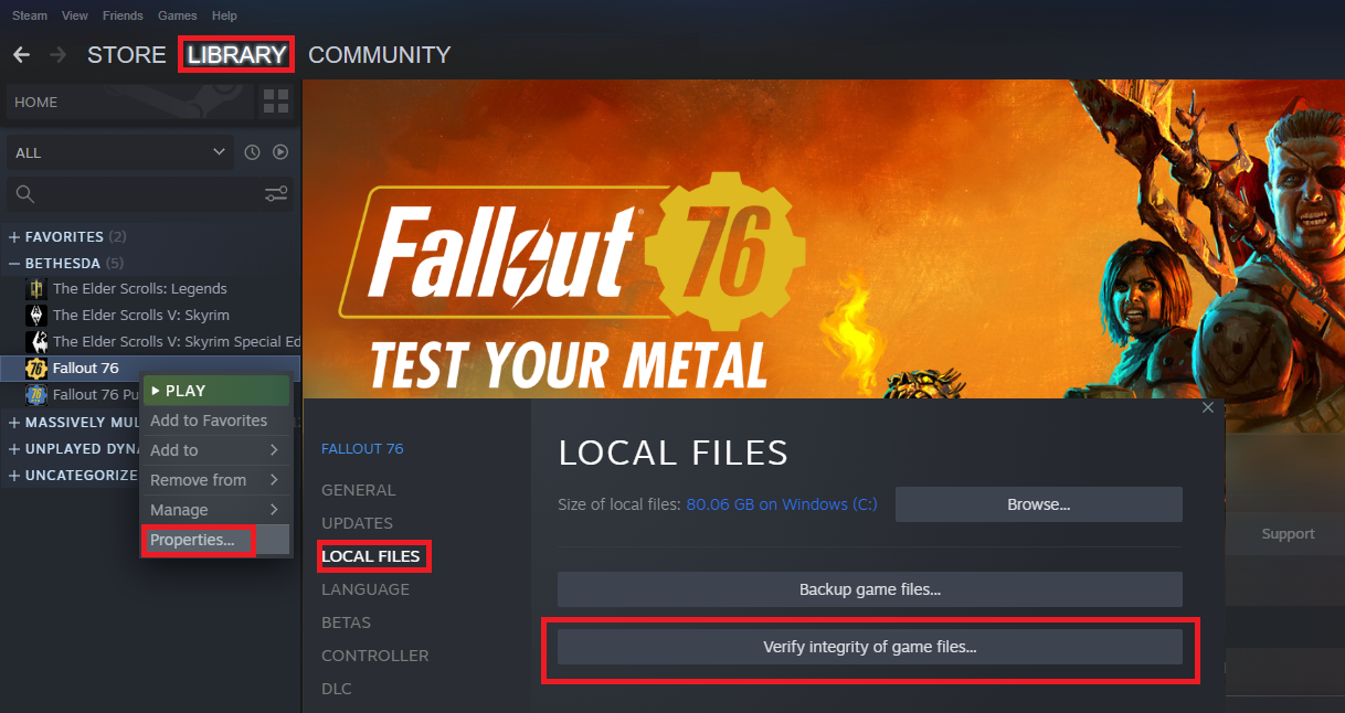 If you downloaded the game through a digital platform, such as Steam, verify the integrity of the game files.
Open the game's launcher or platform, navigate to the game's properties or options, and find the option to verify the game files.