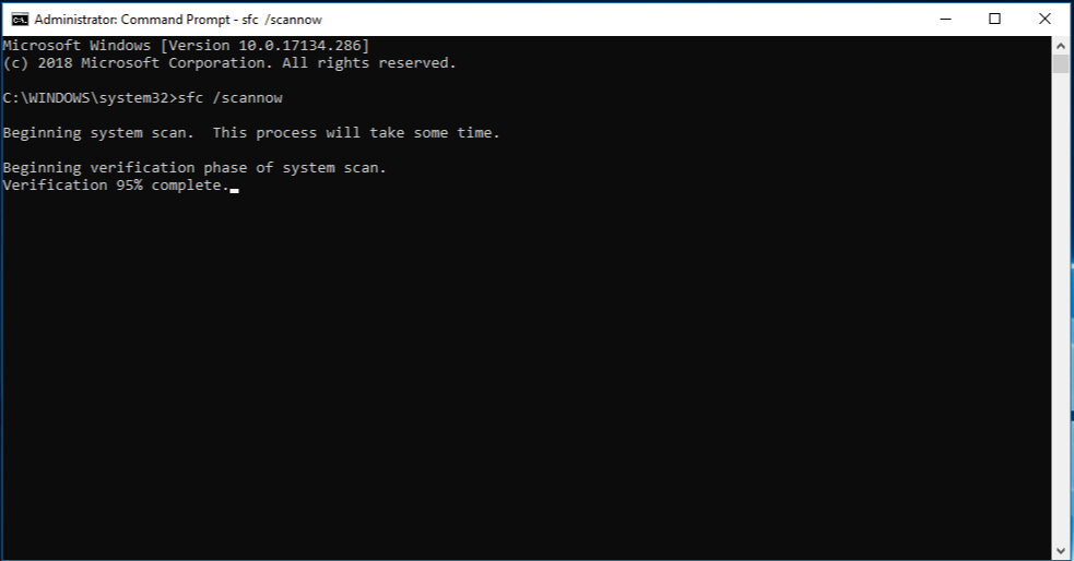 In the command prompt, type "sfc /scannow" and press Enter
Wait for the scan to complete