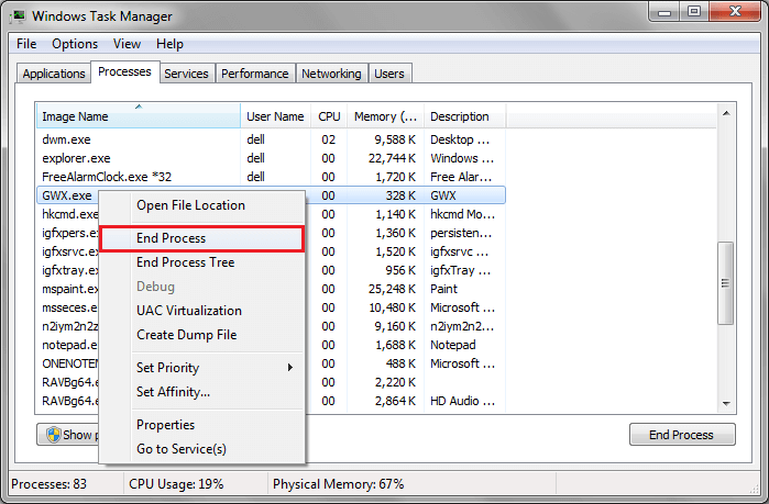 Locate and select the process associated with barbara.exe.
Click on the End Task button to terminate the process.