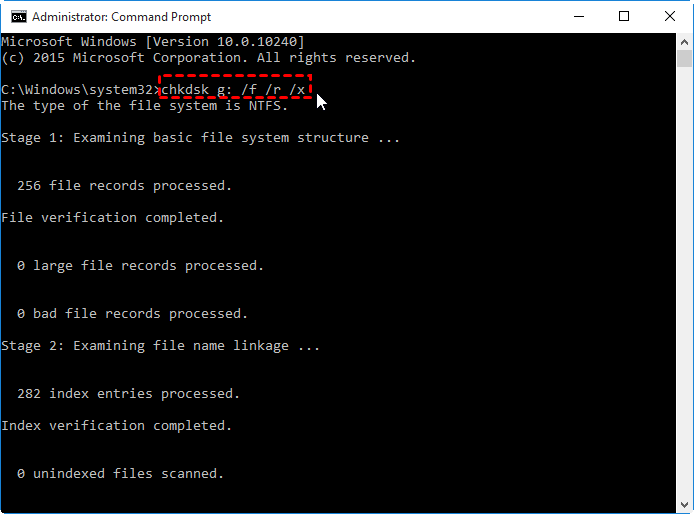 Open a Command Prompt with administrative privileges.
Type chkdsk C: (replace "C" with the drive letter you want to check).