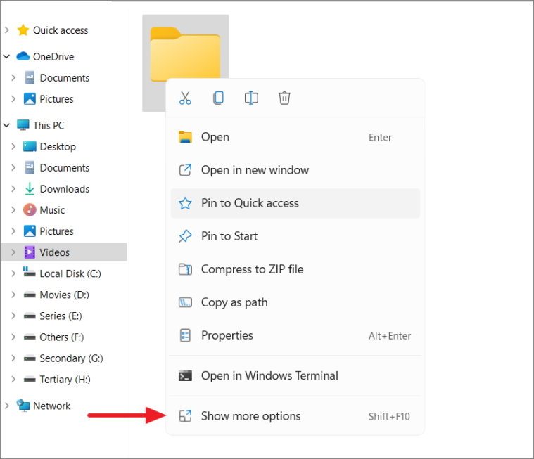 Open File Explorer by clicking on the folder icon in the taskbar or pressing Windows key + E.
Right-click on the system drive (usually C: drive) and select "Properties".