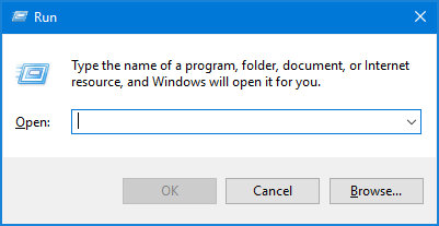 Open Run dialog by pressing Win + R
Type regedit and press Enter