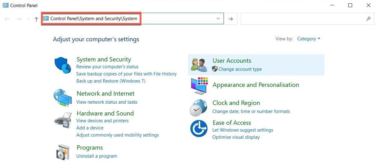 Open the Control Panel on your computer.
Go to "System and Security".