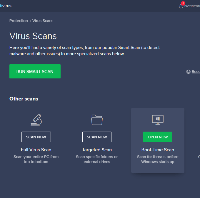 Open your antivirus software and update it to the latest version.
Perform a full system scan to detect and remove any viruses or malware.