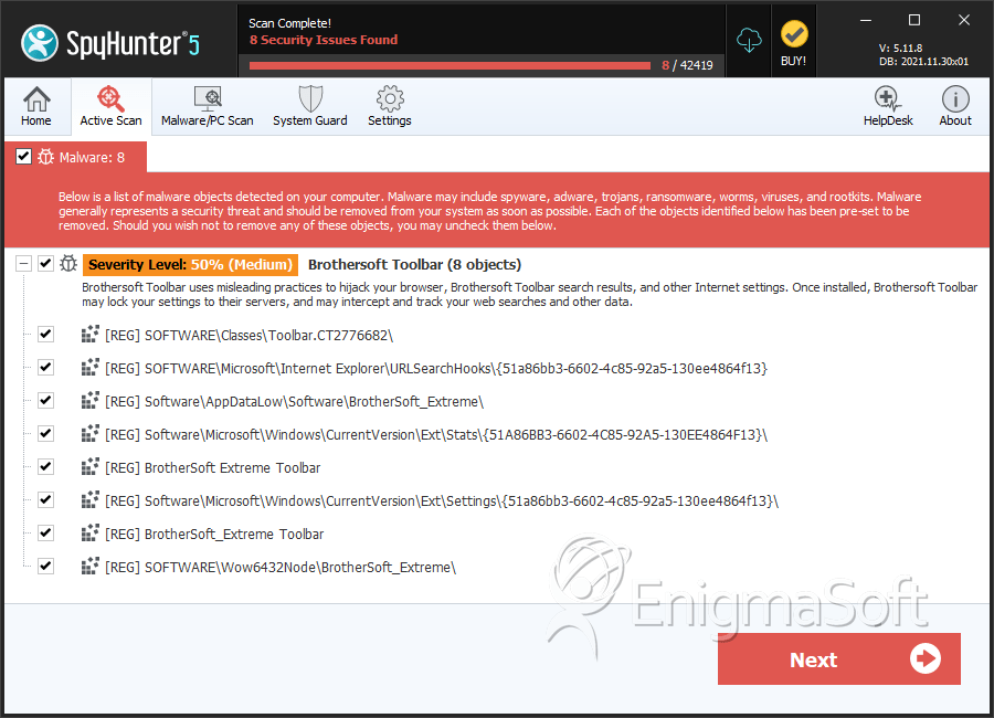Open your antivirus software.
Run a full system scan to detect and remove any malware, including brothersoft.exe.