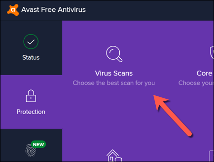 Open your preferred antivirus software.
Select the "Scan" option.