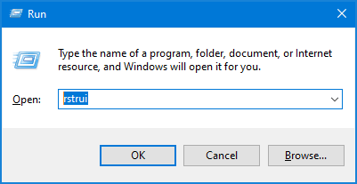 Press Win + R to open the Run dialog box.
Type rstrui.exe and press Enter to launch the System Restore utility.
