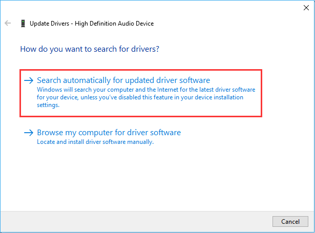 Right-click on the Broadcom driver and select Update driver
Choose Search automatically for updated driver software and follow the on-screen instructions