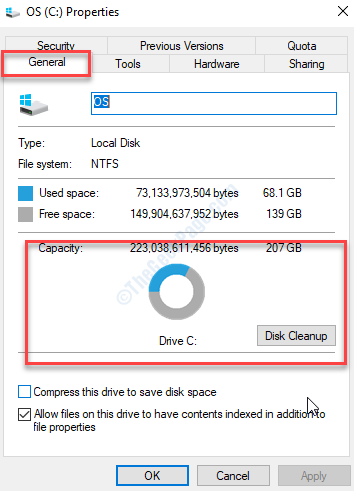Right-click on the drive and choose Properties.
In the General tab, click on Disk Cleanup.