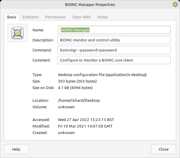 Select "About BOINC Manager" from the drop-down menu.
Check the version number displayed in the About dialog box.