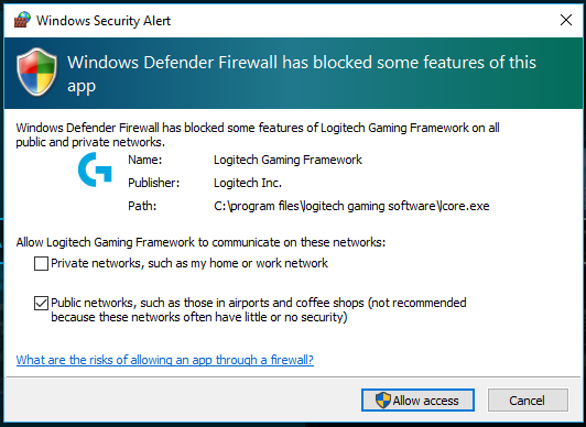 Select Allow an app or feature through Windows Defender Firewall.
Ensure that BigFix Client is listed and has both Private and Public network access enabled.