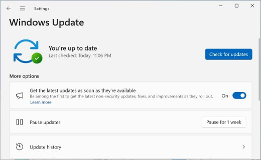 Select "Check for Updates"
If any updates are available, download and install them