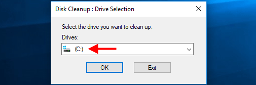 Select the drive you want to clean (usually C:)
Click on "OK"