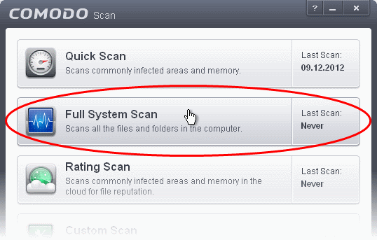 Select the "Full Scan" or "Complete Scan" option.
Click on the "Scan" or "Start" button to begin the scan.