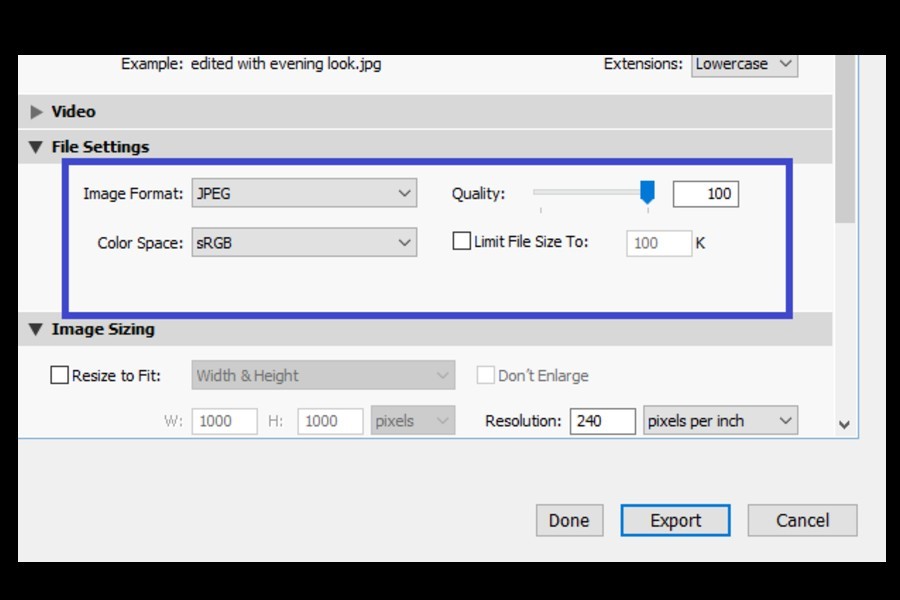 Specify the output file format as "JPEG" by selecting it from the "Format" drop-down menu.
Adjust any other desired conversion settings, such as image quality or resizing options, according to your preferences.