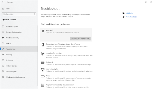 Updating or reinstalling the Bluetooth driver
Scanning for malware or viruses