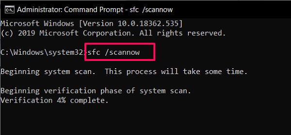 Wait for the scanning process to complete.
If any corrupt system files are found, the tool will automatically repair them.