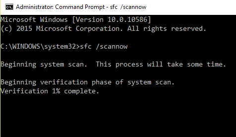 Wait for the system file scan to complete
If any corrupted files are found, the system will attempt to repair them
