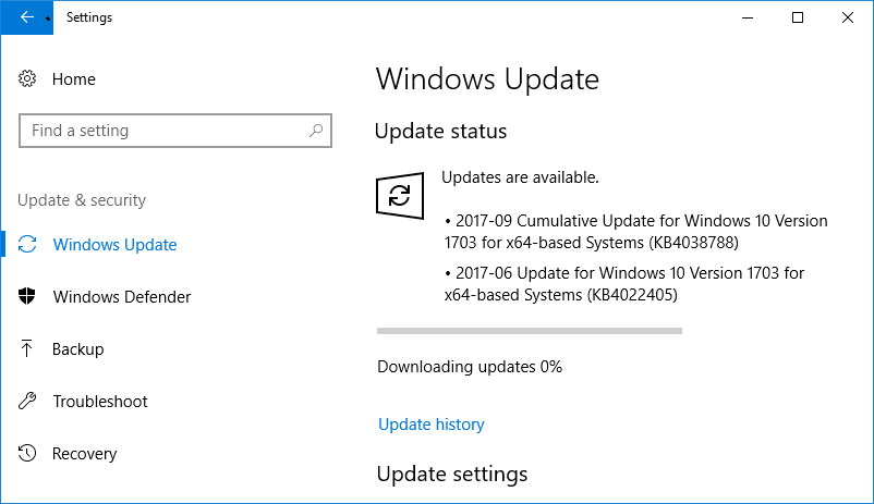 Wait for Windows to check for available updates.
If updates are found, click on Install updates or Download and install.